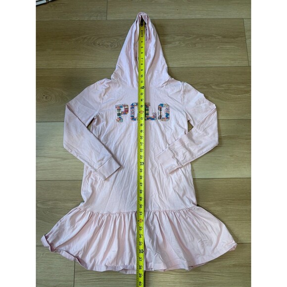 Polo Ralph Lauren Logo Cotton Jersey Hooded Pink Long Sleeve Dress L (12-14) - Picture 2 of 12
